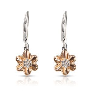 Diamond Daisy Drop Earrings in 14KT White & Rose Gold 0.10 ctw